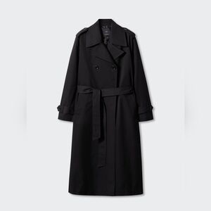 (Can fit up to S) Mango Black Trench Coat Water Repellent